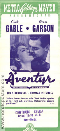 Äventyr 1945 poster Clark Gable Greer Garson Joan Blondell Victor Fleming