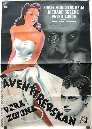 Äventyrerskan 1942 poster Vera Zorina Erich von Stroheim Richard Greene Peter Lorre Gregory Ratoff