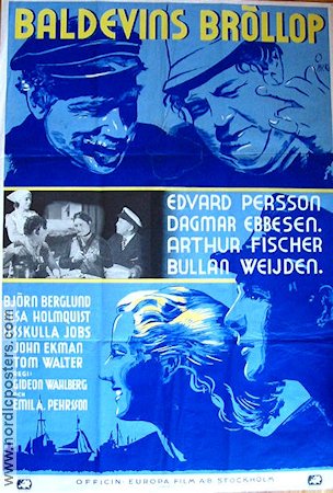 Baldevins bröllop 1938 poster Edvard Persson Arthur Fischer Dagmar Ebbesen Gideon Wahlberg