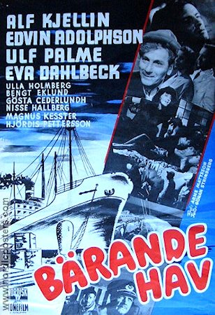 Bärande hav 1951 poster Alf Kjellin Ulf Palme Eva Dahlbeck Arne Mattsson