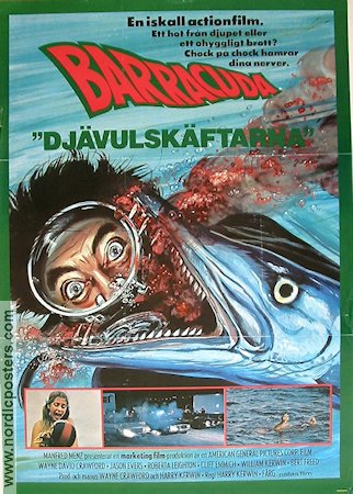 Barracuda 1978 poster Wayne Crawford Jason Evers Roberta Leighton Harry Kerwin Fiskar och hajar Dykning