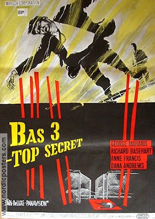 Bas 3 Top Secret 1965 poster George Maharis Richard Basehart Anne Francis John Sturges Text: Alistair Maclean