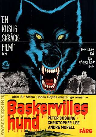 Baskervilles hund 1960 poster Peter Cushing Christopher Lee Text: Arthur Conan Doyle Hitta mer: Sherlock Holmes Hundar