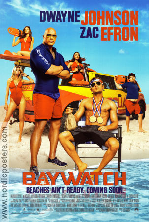 Baywatch 2017 poster Dwayne Johnson Zac Efron Alexandra Daddario Seth Gordon Strand Från TV