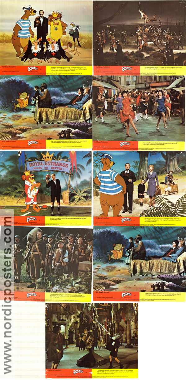 Bedknobs and Broomsticks 1971 lobbykort Angela Lansbury David Tomlinson Roddy McDowall Ward Kimball Musikaler Animerat