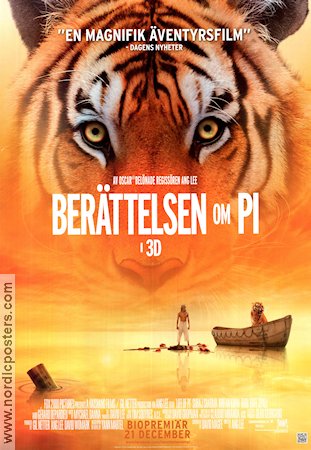 Berättelsen om Pi 2012 poster Suraj Sharma Irrfan Khan Ang Lee Skepp och båtar Katter Asien