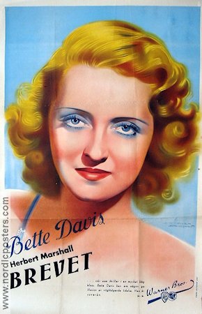 Brevet 1940 poster Bette Davis William Wyler Film Noir