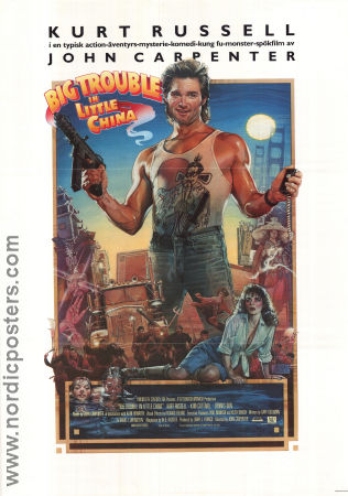 Big Trouble in Little China 1986 poster Kurt Russell Kim Cattrall Dennis Dun John Carpenter Affischkonstnär: Drew Struzan Asien