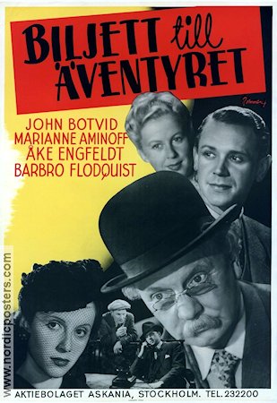 Biljett till äventyret 1945 poster John Botvid Marianne Aminoff