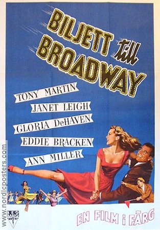 Biljett till Broadway 1952 poster Tony Martin Janet Leigh Ann Miller