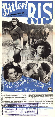 Bittert ris 1949 poster Silvana Mangano Vittorio Gassman Doris Dowling Giuseppe De Santis