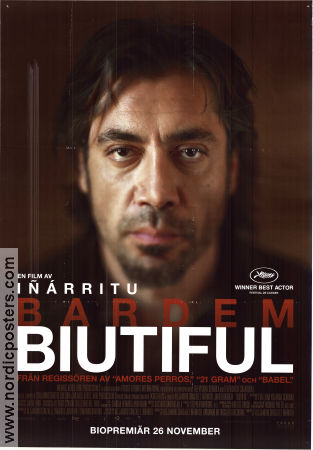 Biutiful 2010 poster Javier Bardem Maricel Alvarez Hanaa Bouchaib Alejandro G Inarritu