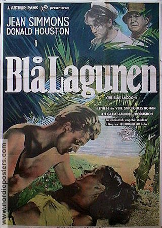 Blå lagunen 1949 poster Jean Simmons Strand