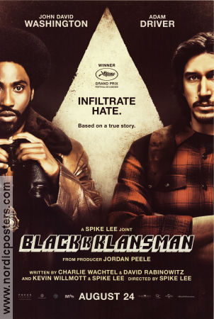 BlacKkKlansman 2018 poster John David Washington Adam Driver Laura Harrier Spike Lee