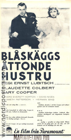 Blåskäggs åttonde hustru 1938 poster Gary Cooper Claudette Colbert Ernst Lubitsch