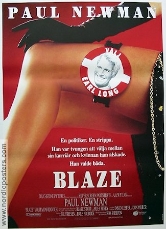Blaze 1989 poster Paul Newman Lolita Davidovich Jerry Hardin Ron Shelton Damer