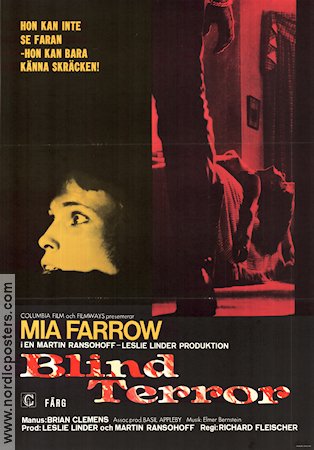 Blind terror 1971 poster Mia Farrow Dorothy Alison Robin Bailey Richard Fleischer