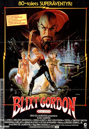 Blixt Gordon 1981 poster Timothy Dalton Max von Sydow Mike Hodges Musik: Queen Affischkonstnär: Renato Casaro Från serier