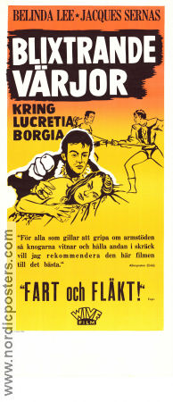 Blixtrande värjor 1959 poster Belinda Lee Jacques Sernas Arnoldo Foa Sergio Grieco