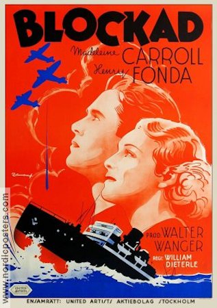 Blockad 1938 poster Madeleine Carroll Henry Fonda Eric Rohman art Skepp och båtar