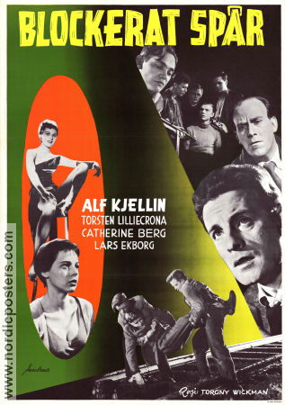 Blockerat spår 1955 poster Alf Kjellin Torsten Lilliecrona Catherine Berg Torgny Wickman Tåg