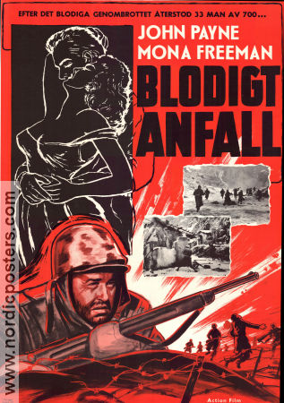 Blodigt anfall 1956 poster John Payne Mona Freeman Allan Dwan Krig