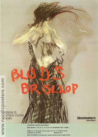 Blodsbröllop 1982 poster Västerås teater Länsteatern Text: Federico Garcia Lorca