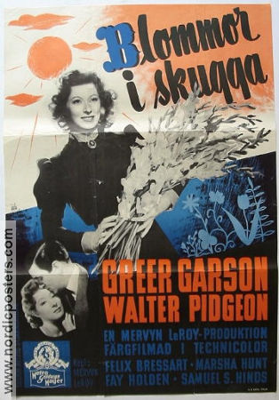 Blommor i skugga 1941 poster Greer Garson Walter Pidgeon Felix Bressart Mervyn LeRoy Blommor och växter