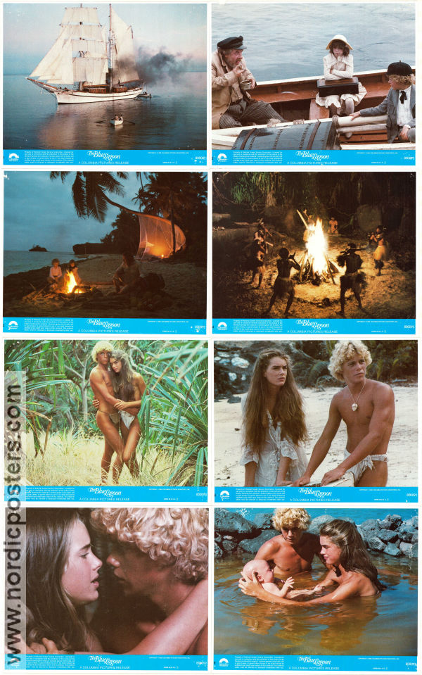 The Blue Lagoon 1980 lobbykort Brooke Shields Christopher Atkins Leo McKern Randal Kleiser Strand Romantik