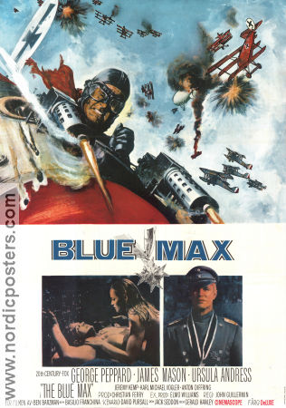 Blue Max 1966 poster George Peppard James Mason Ursula Andress John Guillermin Krig Flyg