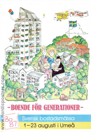 BO87 Svensk Bostadsmässa Umeå 1987 affisch Affischkonstnär: Folke Nordlinder