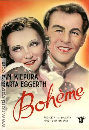 Boheme 1937 poster Jan Kiepura Martha Eggerth Géza von Bolvary Filmen från: Austria