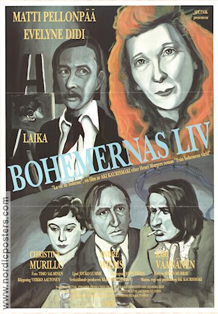 Bohemernas liv 1992 poster Matti Pellonpää Evelyne Didi André Wilms Aki Kaurismäki Finland Konstaffischer Rökning