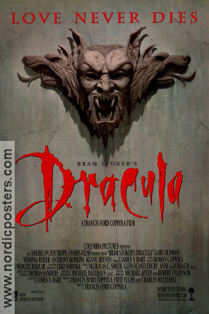 Bram Stoker´s Dracula 1992 poster Gary Oldman Winona Ryder Anthony Hopkins Keanu Reeves Tom Waits Richard E Grant Cary Elwes Francis Ford Coppola