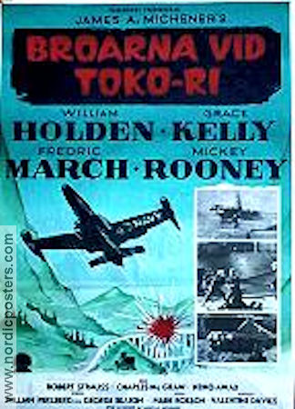 Broarna vid Toko-Ri 1954 poster William Holden Grace Kelly Fredric March Mark Robson Flyg Krig Broar