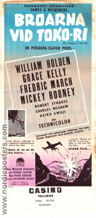 Broarna vid Toko-Ri 1954 poster William Holden Grace Kelly Fredric March Mark Robson Flyg Krig Broar