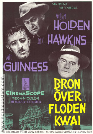 Bron över floden Kwai 1957 poster William Holden Alec Guinness Jack Hawkins David Lean Krig Broar