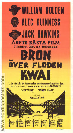Bron över floden Kwai 1957 poster William Holden Alec Guinness Jack Hawkins David Lean Krig Broar