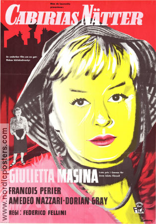 Cabirias nätter 1957 poster Giulietta Masina Francois Périer Franca Marzi Federico Fellini