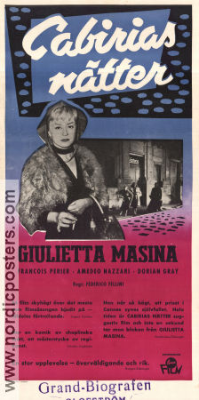 Cabirias nätter 1957 poster Giulietta Masina Francois Périer Franca Marzi Federico Fellini