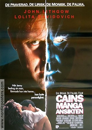 Cains många ansikten 1992 poster John Lithgow Lolita Davidovich Steven Bauer Brian De Palma