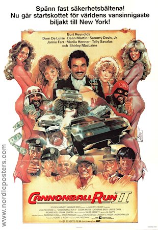 Cannonball Run 2 1984 poster Burt Reynolds Frank Sinatra Richar Kiel Jackie Chan Shirley MacLaine Damer Bilar och racing Affischkonstnär: Drew Struzan