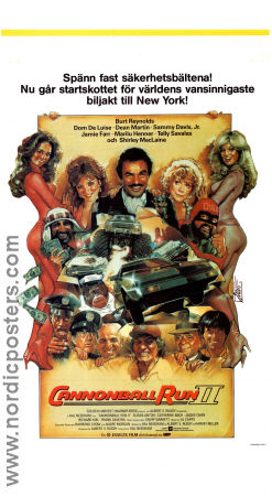 Cannonball Run 2 1984 poster Burt Reynolds Frank Sinatra Richard Kiel Jackie Chan Shirley MacLaine Hal Needham Damer Bilar och racing Affischkonstnär: Drew Struzan