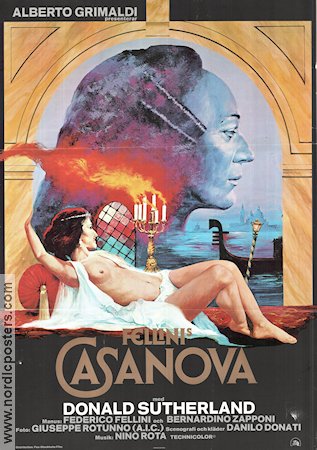 Casanova 1976 poster Donald Sutherland Tina Aumont Cicely Browne Federico Fellini Damer