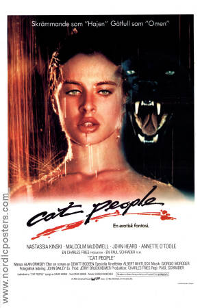 Cat People 1982 poster Nastassja Kinski Malcolm McDowell John Heard Paul Schrader Musik: David Bowie Katter