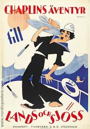 Chaplins äventyr till lands och sjöss 1930 poster Charlie Chaplin Skepp och båtar