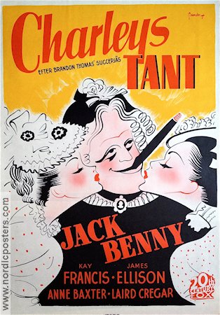 Charleys tant 1941 poster Jack Benny Kay Francis Eric Rohman art