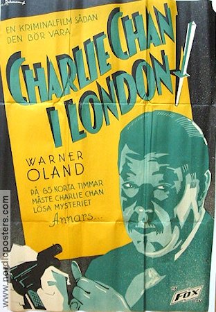 Charlie Chan in London 1934 poster Warner Oland Charlie Chan Eric Rohman art