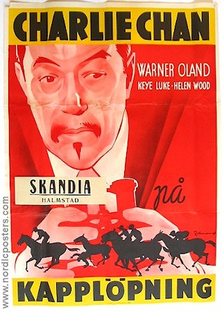 Charlie Chan på kapplöpning 1937 poster Warner Oland Charlie Chan Hästar Eric Rohman art