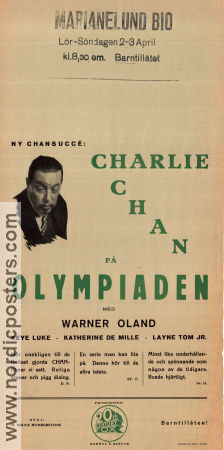 Charlie Chan på olympiaden 1937 poster Warner Oland Charlie Chan H Bruce Humberstone Olympiader